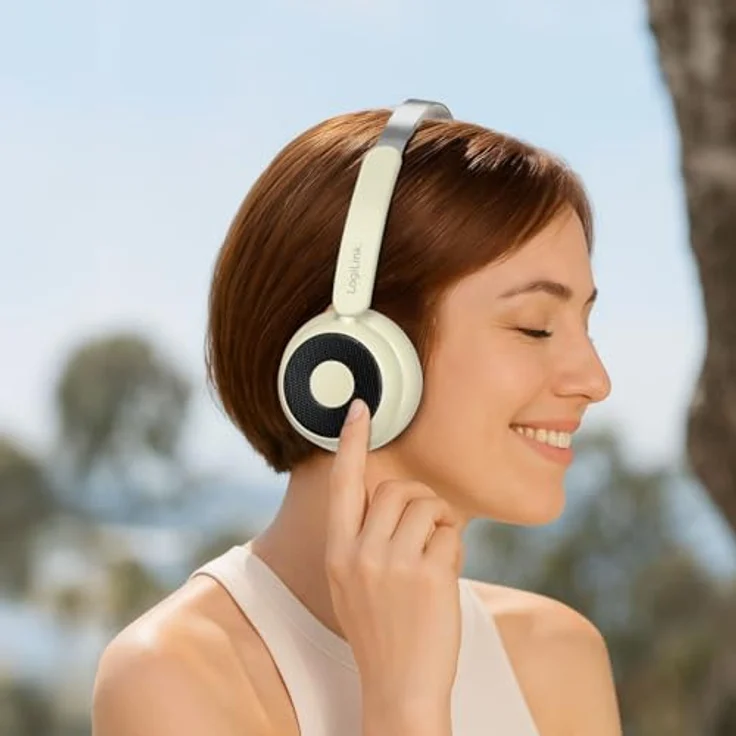LogiLink BT0072S Over Ear Kopfhörer Bluetooth® mit 20 Stunden Akkulaufzeit, cremefarben – Bild 2
