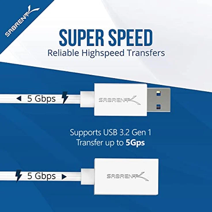 Sabrent USB Kabel 22 AWG USB 3.0 Verlängerungskabel - A-Stecker auf A-Buchse [Weiß] 1.80 Meter (CB-306W) - Preisvergleich – Bild 4