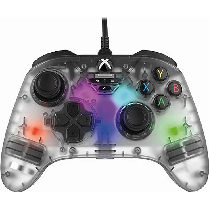 Snakebyte GAMEPAD RGB X - transparent grau - Offiziell lizensierter, kabelgebundener Xbox & PC Controller | Hall-Effect Sensoren für volle Präzision | 3,5 mm Audioanschluss | RGB-Beleuchtung – Bild 1