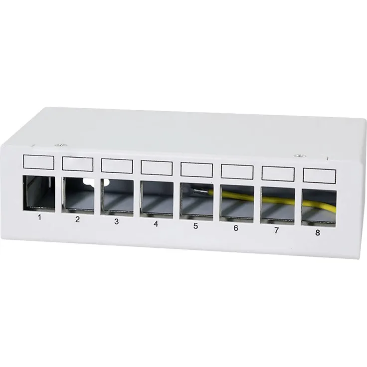 LogiLink NK4092 Patch-Panel CAT 6a, lichtgrau (RAL 7035), 10 Gbit/s, wand- und hutschienenmontierbar, werkzeuglose Keystone-Module