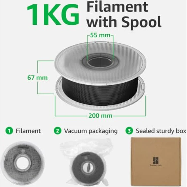 Bambu Lab PLA Basic - Refill, 3D Filament, 1.75 mm, 1000 g, Weiß, hochgeschwindigkeitsdruckoptimiert, gute Steifigkeit und Festigkeit – Bild 6