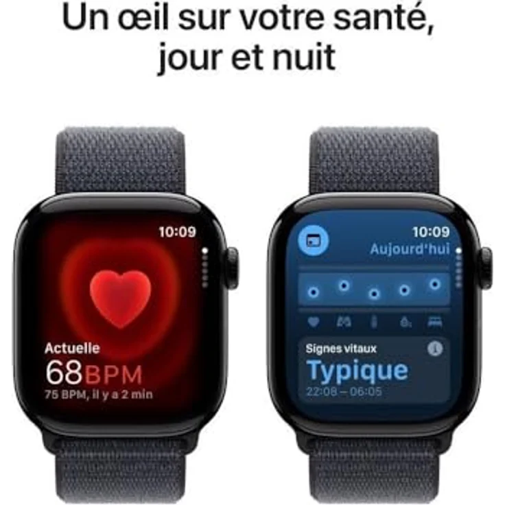 Apple Watch Series 10, 42 mm, GPS, Aluminiumgehäuse Diamantschwarz, Sport Loop Tinte, One size – Bild 5