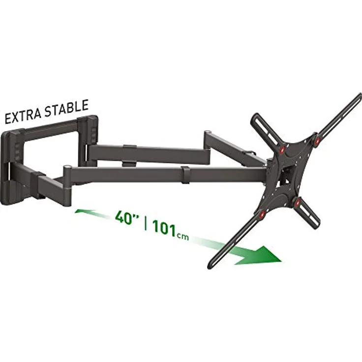 Barkan 1 Meter lang TV Wandhalterung, 13 - 80 Zoll Doppelarm, Schwenkbar / Vollbewegung flach & curved Fernseher TV Halterung, hält bis 50Kg, Extra stabil, 101cm, für LED OLED LCD, Max. VESA 600x400