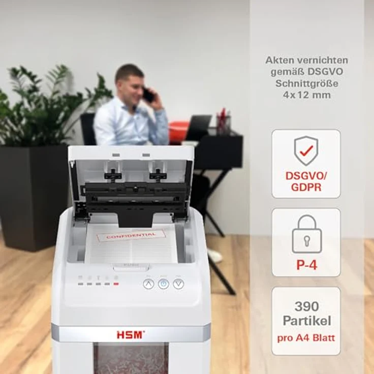 HSM shredstar Autofeed X300, Aktenvernichter mit 30l Behälter, vernichtet 12 Blatt, 4x12 mm P-4, auch für Kreditkarten geeignet – Bild 5