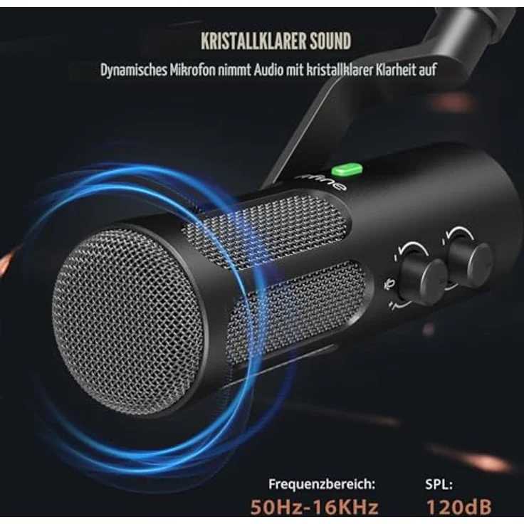 FIFINE AmpliTank 3, Dynamisches XLR/USB-Mikrofon mit Stummschalttaste und Kopfhöreranschluss für Streaming und Podcast-Aufnahmen, Ganzmetalldesign – Bild 5