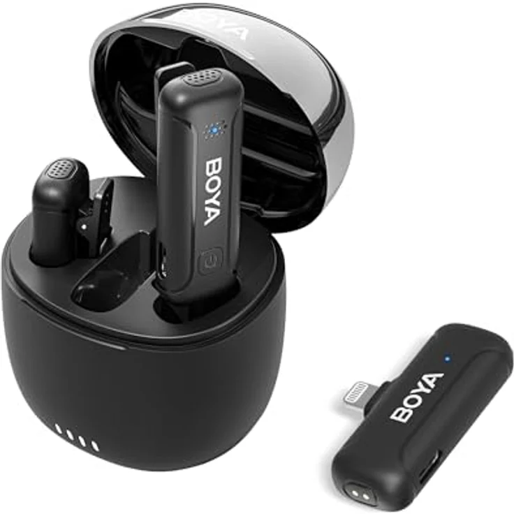 Boya Wireless lavalier mikrofon iPhone, Mini ansteckmikrofon kabellos, Rauschunterdrückung, 32 Stunden Arbeitszeit, BY-WM3T-D2 – Bild 1
