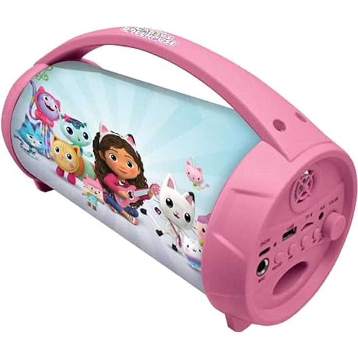 Lexibook Gabby's Dollhouse Bluetooth Light Speaker, tragbarer Lautsprecher mit mehrfarbigen Lichteffekten, Karaoke-Mikrofon und TWS-Stereosound, magisches Haus, pink – Bild 8