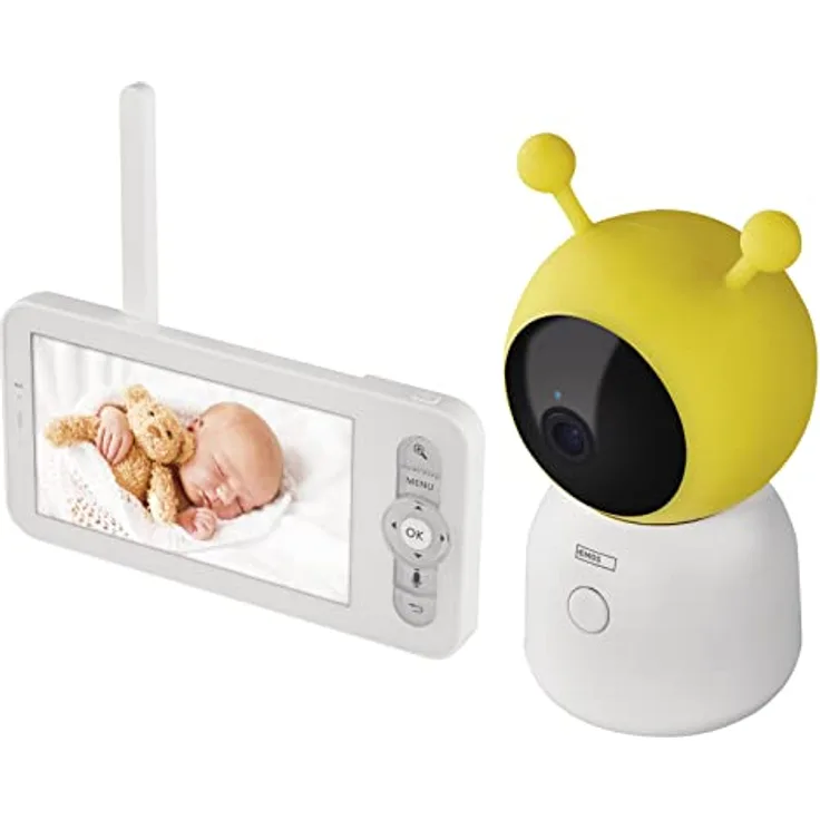 EMOS GoSmart Babyphone IP-500 Guard mit 5'' LCD-Monitor und 3000 mAh Akku, WiFi und App, drehbar, fokussierbar, 2-Wege-Audio, IR-Nachtsicht, Smart Sensore und Erkennungsfunktionen, inkl. Netzteil