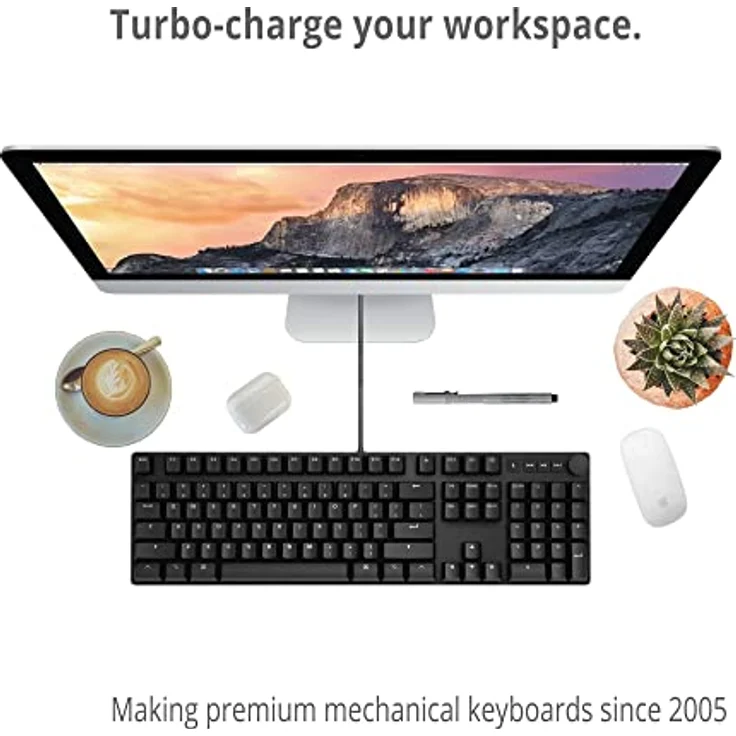 Das Keyboard MacTigr kabelgebundene mechanische Tastatur - Niedrigprofil Schalter, für Apple Nutzer, Integrierter 2-Port-USB-C-Hub (DE Layout) – Bild 4