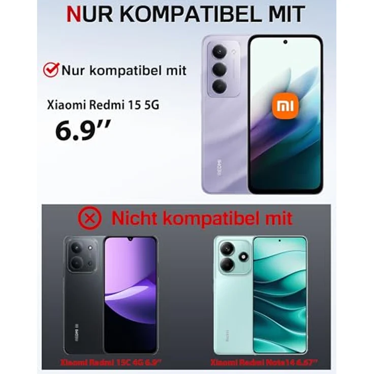 LeYi Hülle für XiaoMi Redmi 15 5G, Transparente TPU Silikon Handyhülle mit 2 Schutzfolien, Stoßfest und Kameraschutz, Crystal Clear Design – Bild 2