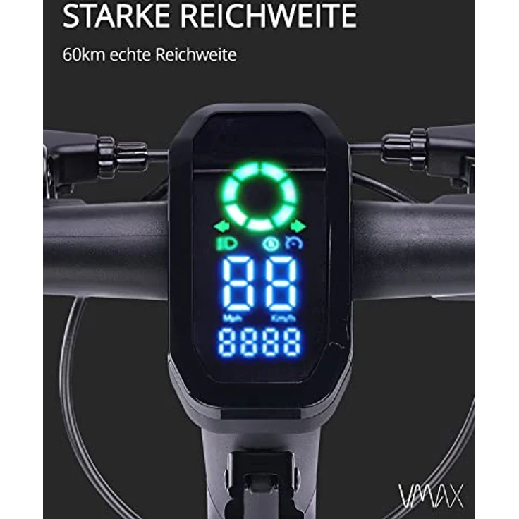 VMAX E-Scooter VX2 PRO GT-B | 500W Motor & 28% Steigfähigkeit | E-Roller Mit Straßenzulassung In D | 130kg max. Belastung | Schwarz – Bild 3