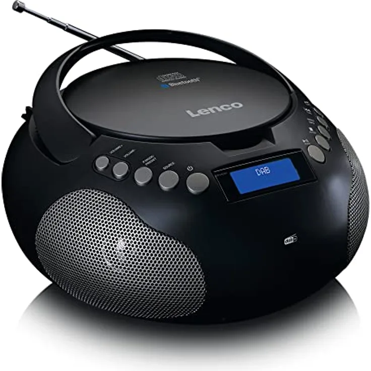 Lenco SCD-341 tragbares CD-Radio -CD-Player - DAB+ Radio - Bluetooth - Sender und Titelspeicher - Uhr - Stereo Lautsprecher - schwarz