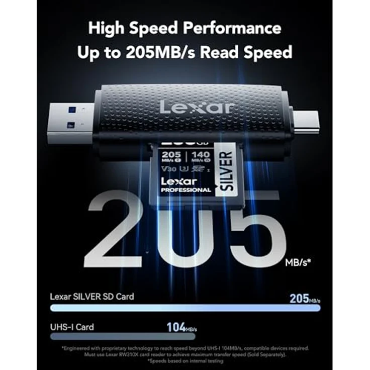 Lexar Silver SD Karte 256GB, UHS-I SDXC mit 205 MB/s Lesegeschwindigkeit, 140 MB/s Schreibgeschwindigkeit, V30, U3, C10, 4K UHD Video und lebenslanger Datenwiederherstellung – Bild 2