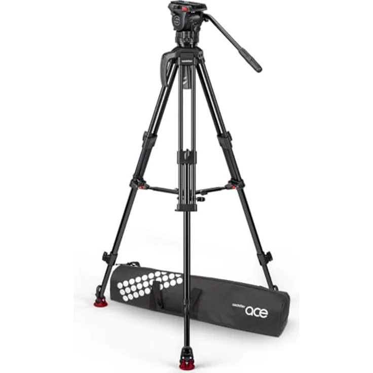 Sachtler Stativ System Ace XL AL MS Mk II (1018AM), Kamera-Zubehör mit 2-stufigem Aluminiumstativ, unterstützt Nutzlasten bis zu 8 kg (17,6 lbs), beleuchtete Libelle – Bild 5
