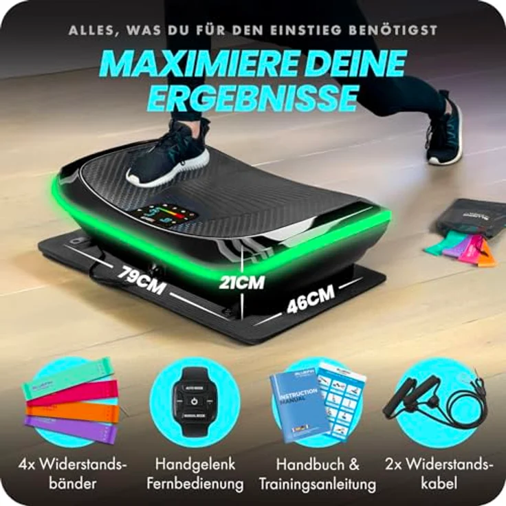 Bluefin Fitness 4D Vibrationsplatte mit 3 leisen Motoren | Magnetfeldtherapie Massage | Ergonomisches Design | 4.0 Bluetooth Lautsprecher | Vibration, Oszillation und Mikrovibration – Bild 7