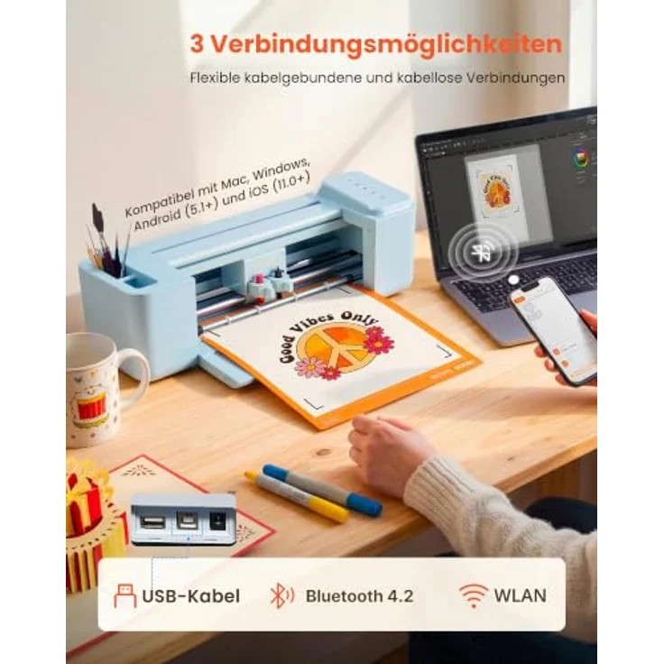 VEVOR Vinylschneidemaschine 30 cm, Schneideplotter mit Tastensteuerung, kompatibel mit Mac/Windows/Android/iOS, ideal für Bastelarbeiten und Wohnaccessoires – Bild 7