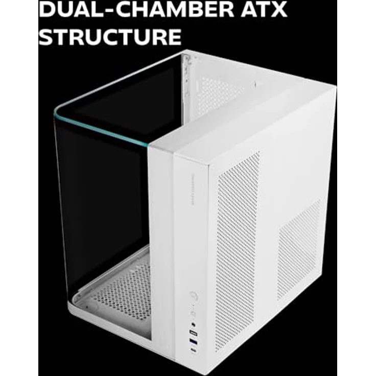 Mars Gaming MC INFINIOLITE ATX Gaming-Gehäuse, Doppelkammer mit gehärtetem Glas, weiß, für optimierte Kühlung und leistungsstarke Hardware – Bild 3