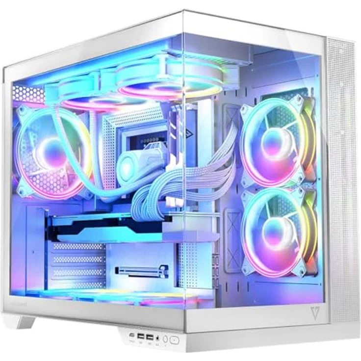 Modecom ATX Volcano Panorama Apex ARGB 7F Midi Halb-Tower-Gehäuse weiß, mehrfarbig, 44,6 x 51,4 x 37,8 cm – Bild 2