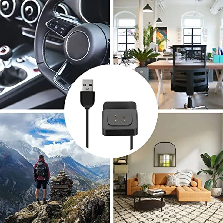 kwmobile USB Ladegerät für Fitbit Versa 4 / Sense 2 / Versa 3 / Sense - Schnellladefunktion und Standfunktion – Bild 5