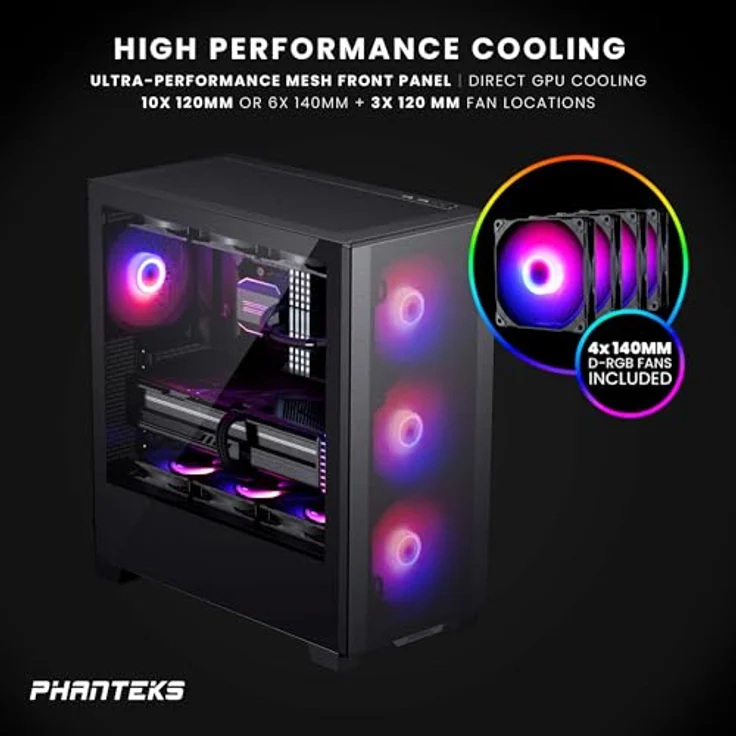 Phanteks XT Pro Ultra Tempered Glass Windows, D-RGB - schwarz – Bild 3