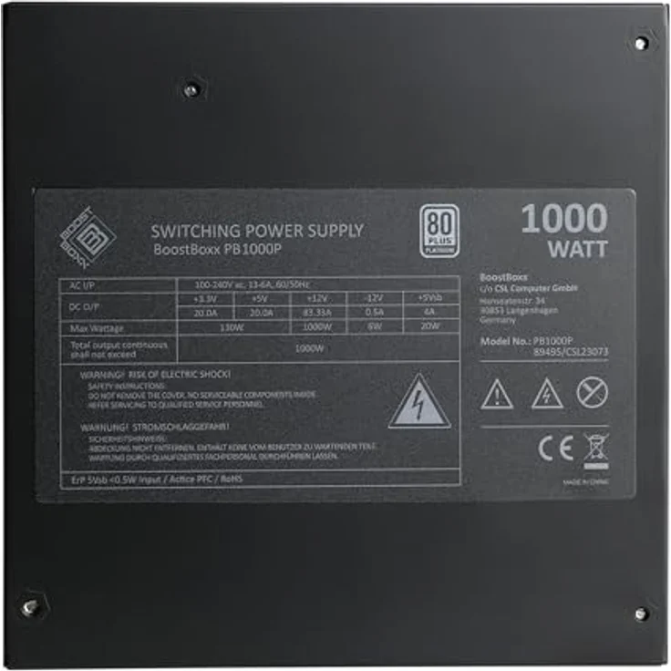 BoostBoxx Netzteil PB1000P | 80PLUS Platinum, 1000 Watt, vollmodular, gesleevte Kabel, Schutzfunktionen (OCP, OVP, SCP, OPP, OTP, UVP), ATX3.1 12V, 100-240V, Power Boost – Bild 3