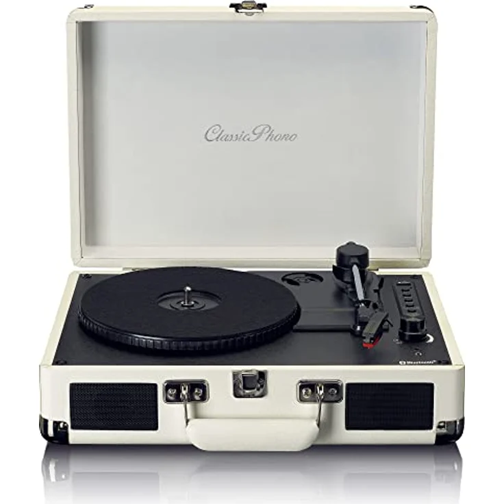 Lenco Classic Phono TT-115 Plattenspieler - Kofferplattenspieler - Bluetooth - USB - 3 Geschwindigkeiten - Direktaufnahme auf USB ohne PC - Riemenantrieb - creme – Bild 1