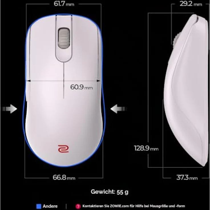 BenQ ZOWIE FK1-DW (Large) 4K Wireless Gaming Maus, 80 Stunden Akkulaufzeit, graue Limited Edition, für Esports – Bild 3