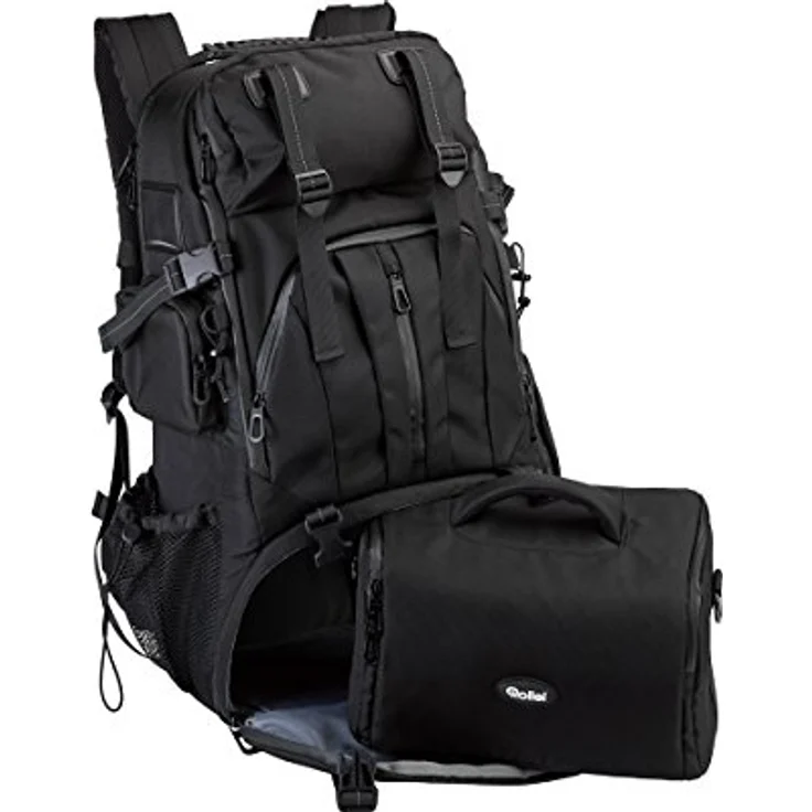 Rollei Outdoor Fotorucksack 60 L - Extra großer Rucksack mit Platz für Zwei Kameras und Ausrüstung inkl. Regenschutz schwarz – Bild 3