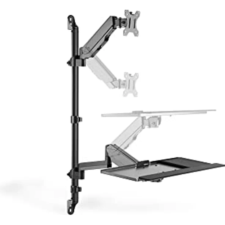 DIGITUS Monitor-Halterung & Tastaturablage & PC-Halterung - Wandmontage- 1 Monitor - Bis 32 Zoll - Schwarz, Max.: 8 kg | VESA: 75x75 bis 100x100 – Bild 4