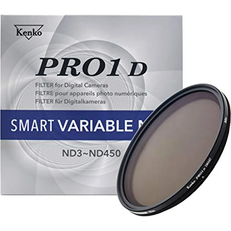 Kenko Variabler Graufilter PRO1D SMART Variable NDX ND3-450 58mm, für Videoaufnahmen, Einstellung der Lichtintensität, stufenlose Einstellung ND3~450