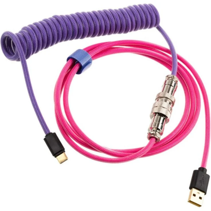 Ducky Premicord Joker Spiralkabel, USB Typ C auf Typ A, 1.80 m, USB 2.0, Lila-Pink