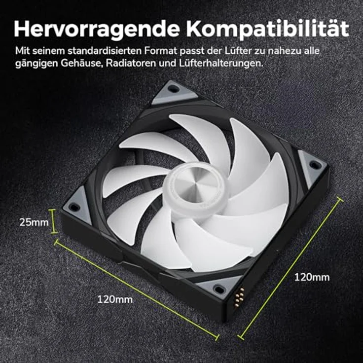 TRYX ROTA SL ARGB Lüfter, 3er-Pack, 120 mm, schwarz, mit magnetischem Kabel und Anti-Vibrationspads – Bild 7