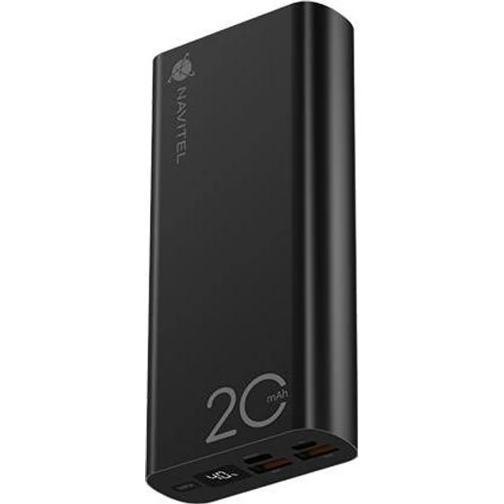 Devia Navitel PWR20 AL, Powerbank mit 20000 mAh, 22.50 W, Aluminiumgehäuse, Schwarz