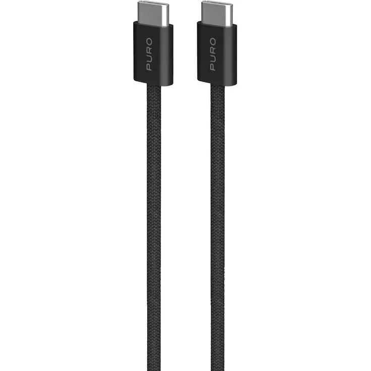 Puro Fabrik 2.0 USB-Kabel, 1.50 m, USB 2.0, 60 W, schwarz, gewebtes TPE, verwicklungsfrei, universelle Kompatibilität