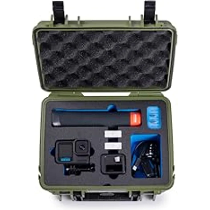 B&W International Transportkoffer Outdoor 2000 (PP.66), wasserdicht (IP67), staubdicht, schlagfest, extrem robust, Bronze Grün für GoPro 9, 10, 11, 12 und 13 – Bild 4