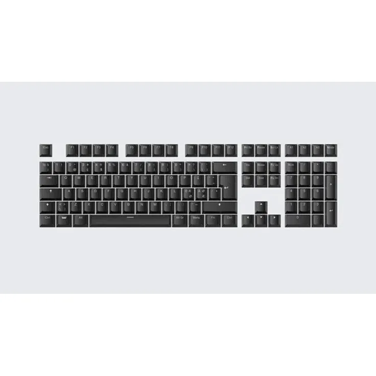 Wooting PBT ISO Keycaps Just Black, Double-Shot-PBT Keycap-Set mit OEM-Profil und hintergrundbeleuchtungsdurchlässigen Legenden für MX-Cross-Stem-Switches, Schwarz