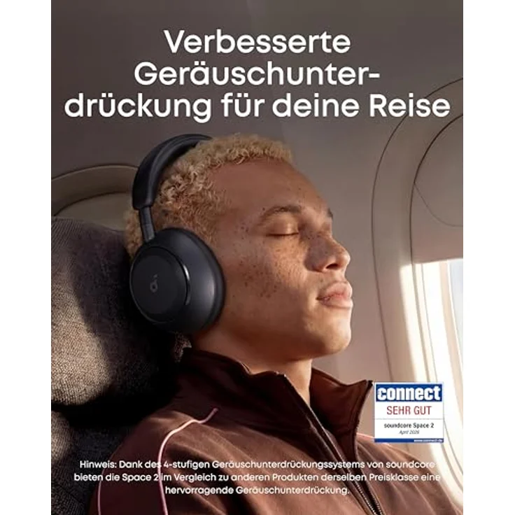 soundcore Space 2 by Anker, Noise Cancelling Kopfhörer mit 50h Akku, LDAC Hi-Res Audio, Bluetooth 6.1, Nap-Modus und Trageerkennung – Bild 2