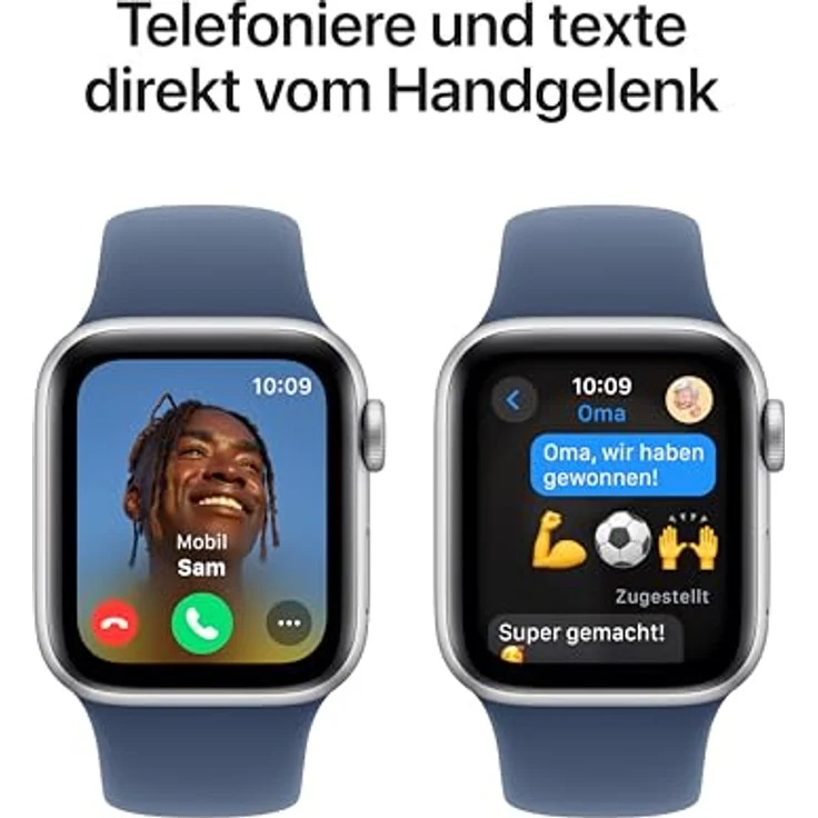 Apple Watch SE (2. Generation) GPS 40 mm Smartwatch mit Aluminiumgehäuse in Silber und Sportarmband in Denim (S/M) - Fitness und Schlaftracker, Unfallerkennung, Herzfrequenzmesser, Retina Display – Bild 4