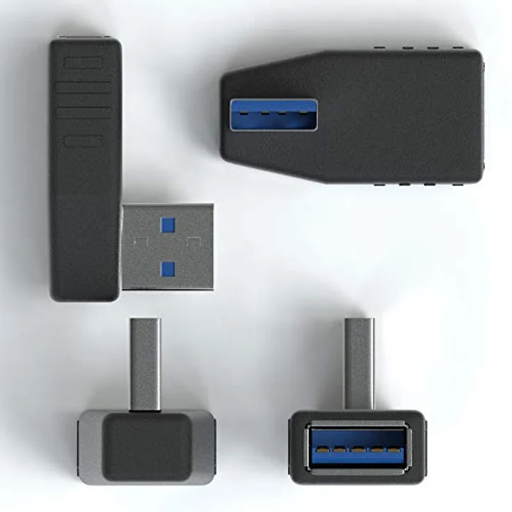 JAMEGA - USB 3.0 Winkel Adapter Links 90° Grad Winkeladapter | USB A Stecker zu USB A Buchse USB Winkelstecker Kupplung kompatibel mit Allen USB Kabeln – Bild 4