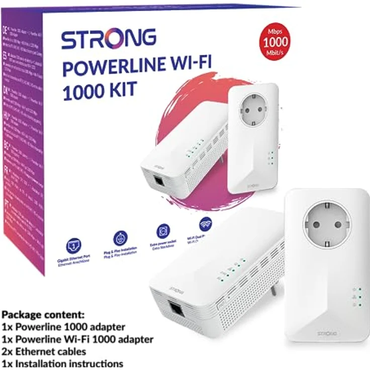 STRONG Powerline WiFi 1000 Duo, 100 Mbit/s, Highspeed WLAN Adapter, bis zu 300 m Reichweite, PowerLAN Set, Internet über Steckdose, WLAN Hotspot Set, Ethernet-Anschluss – Bild 3
