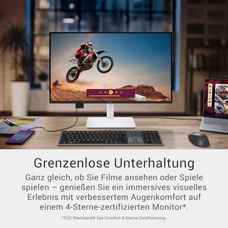 Dell 27 Plus Monitor S2725QS 27 Zoll 4K UHD (3840x2160), 120Hz, IPS, 4ms, AMD FreeSync Premium, 99% sRGB, Lautsprecher, 2 HDMI, DP, Höhenverstellbar, 3 Jahre Garantie - Aschweiß – Bild 4