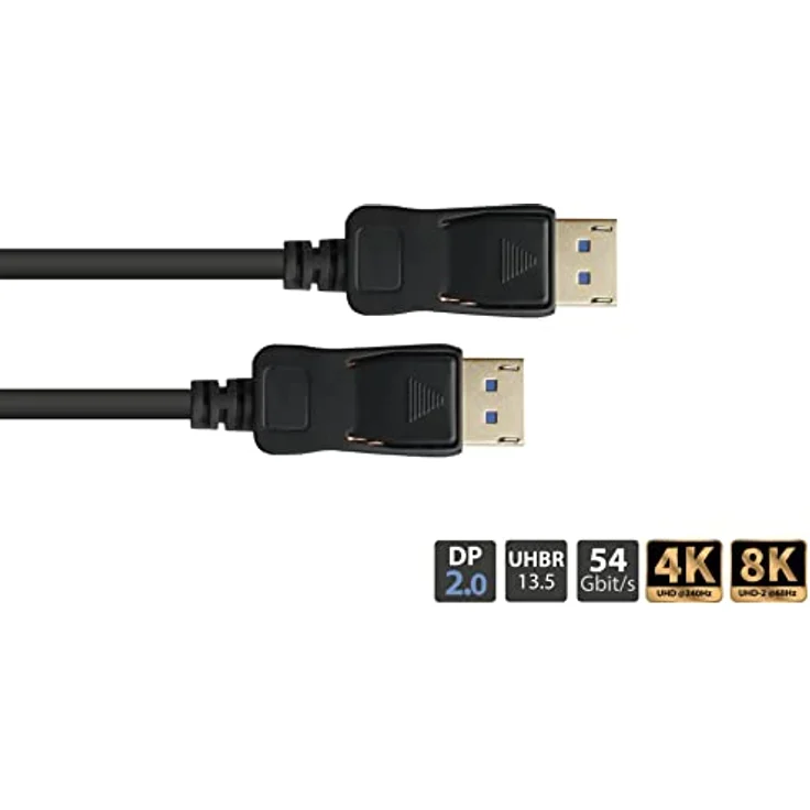 Good Connections DisplayPort 2.0 Kabel, 54 Gbit/s, UHBR 13.5, 4K 240Hz - 8K 60Hz, Kupferleiter, schwarz, 0.5m, Good (DP20-005) – Bild 2
