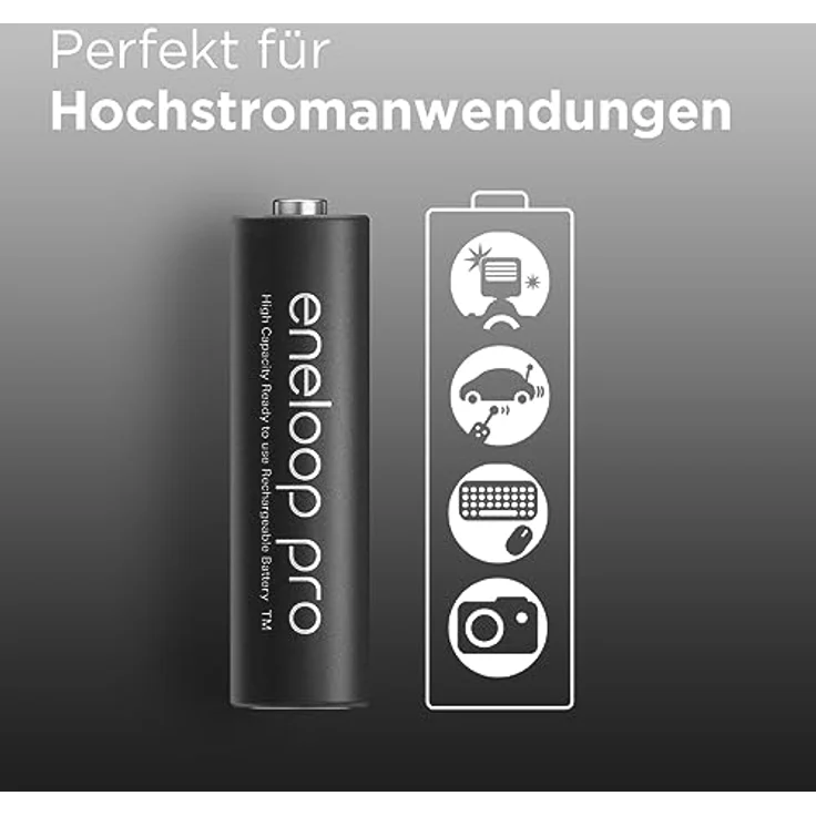 Panasonic eneloop pro, Ready-to-Use Ni-MH Akku, AAA Micro, 2er Pack, min. 930 mAh, 500 Ladezyklen, mit extrastarker Leistung und geringer Selbstentladung, wiederaufladbare Akku Batterie, Akkubatterie – Bild 2