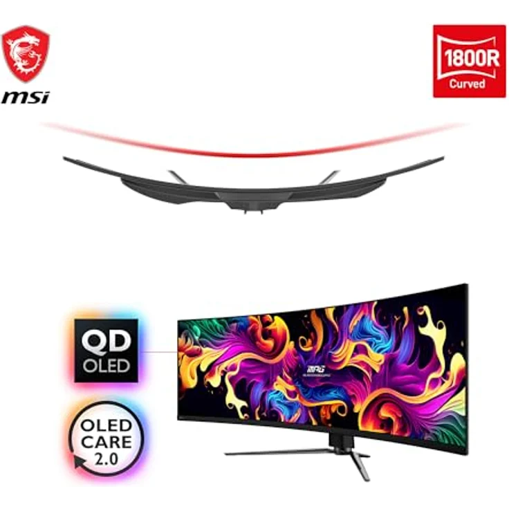 MSI MPG 491CQPDE QD-OLED 49" DQHD Curved Gaming Monitor - Quantum Dot OLED Panel, 144Hz, DisplayHDR True Black 400, KVM - DP 1.4a, HDMI 2.1 – Bild 2