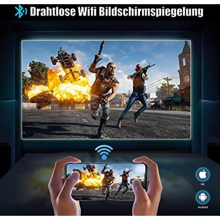 WiMiUS K1 Beamer, Full HD 1080P, 1200 ANSI Lumen, 5G WiFi, Bluetooth, 300 Zoll Display, tragbare Tasche, kompatibel mit Fire Stick, Smartphone, PS5 – Bild 2