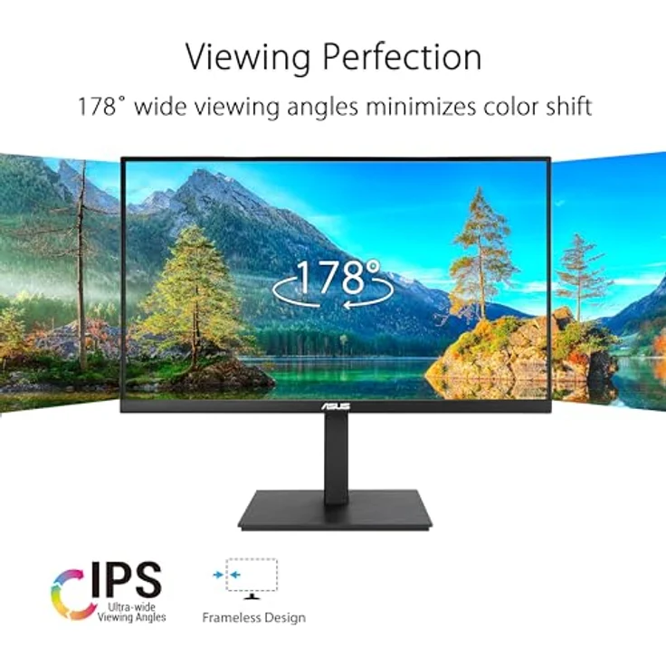 ASUS Business VA27ACFSN - 27 WQHD Monitor - Rahmenlos, ergonomisch, Flicker-Free, Blaulichtfilter, Adaptive-Sync - 100 Hz, 16:9 IPS Panel, 2560x1440 - RJ45, USB-C mit 90W, USB-Hub, DP, HDMI, Speaker – Bild 2