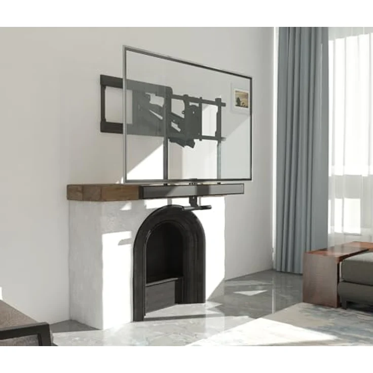 my wall höhenverstellbarer TV Wandhalter - HP55AL, neigbare und schwenkbare Fernseher Halterung für Bildschirme von 42 bis 65 Zoll, mit Soundbarhalter, Federmechanismus in schwarz – Bild 2