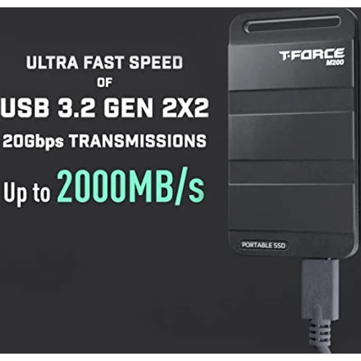 TEAMGROUP SSD 2TB Portable M200 bk USB-C TEM | 2.0/2.0G, T8FED9002T0C102 – Bild 2