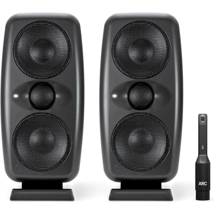 IK Multimedia iLoud MTM MKII - Compact Hi-End Studio Monitors with ARC Room Correction, 100W Power, Black