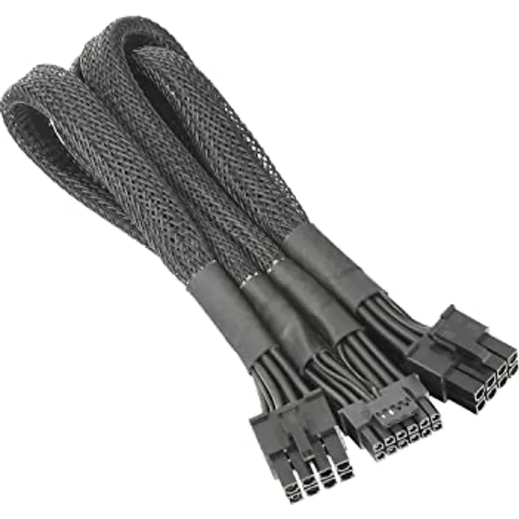 Thermaltake | Sleeved PCIe Gen 5 Splitter Cables, Dual 8-Pin auf 12-Pin-Kabel, 600mm, Schwarz
